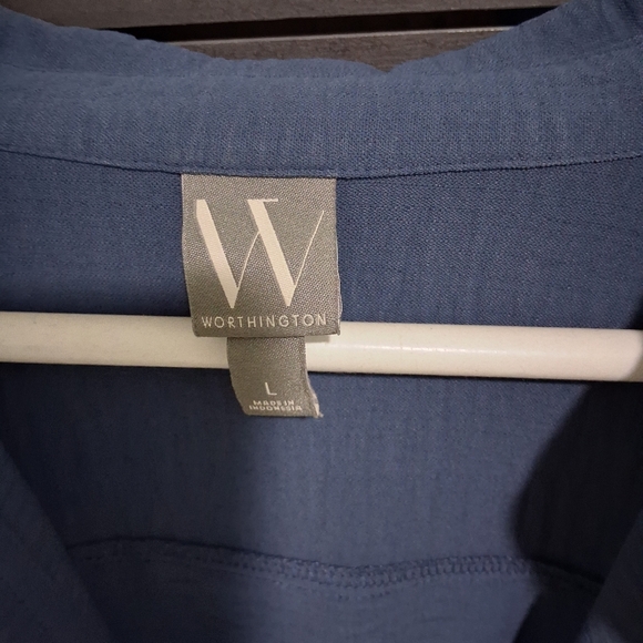 Worthington Blue Button-Up Blouse - Picture 2 of 2